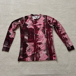 Kari Traa Fryd LS Top XL Pink and Maroon Abstract